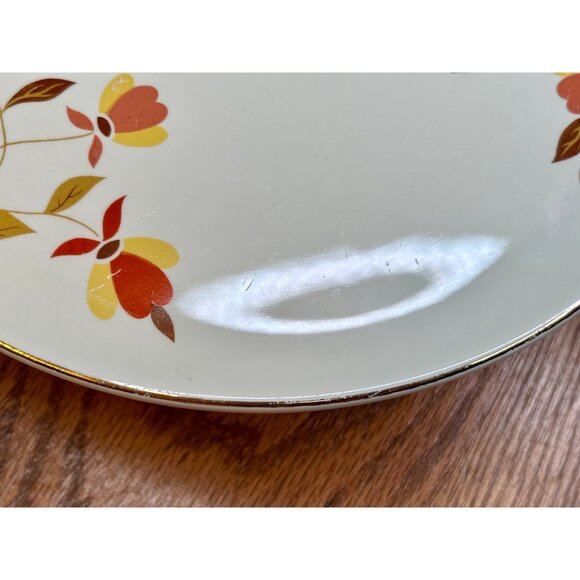 Hall China Jewel Tea Autumn Leaf Cake Plate Stand with Metal Candlestick Base - Picture 7 of 11